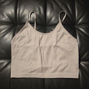 Light White Ribbed Crop Top